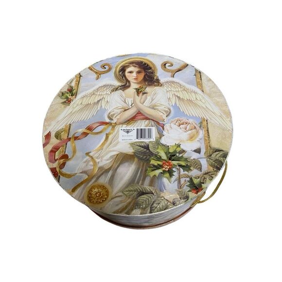 Vintage Christmas Angel Victorian Style Round Gift Hat Box Holiday Decor Xmas - Picture 4 of 10